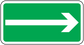 Right arrow sticker with white arrow on a green rectangular backing