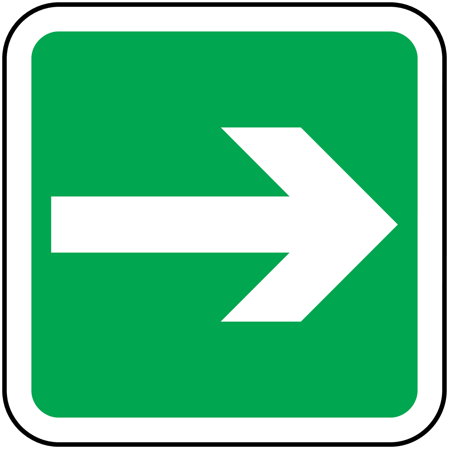 Square arrow sticker with green background and white right-pointing arrow