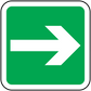 Square arrow sticker with green background and white right-pointing arrow