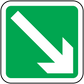 Green arrow down-right sticker with bold white directional arrow