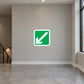 Green square down-left arrow sticker with white arrow and border