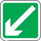 Green down-left arrow sticker with white arrow design