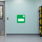 Medical help sticker with green square and white medical bed icon plus cross