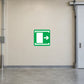 Exit door right vinyl sticker with green door icon and right arrow