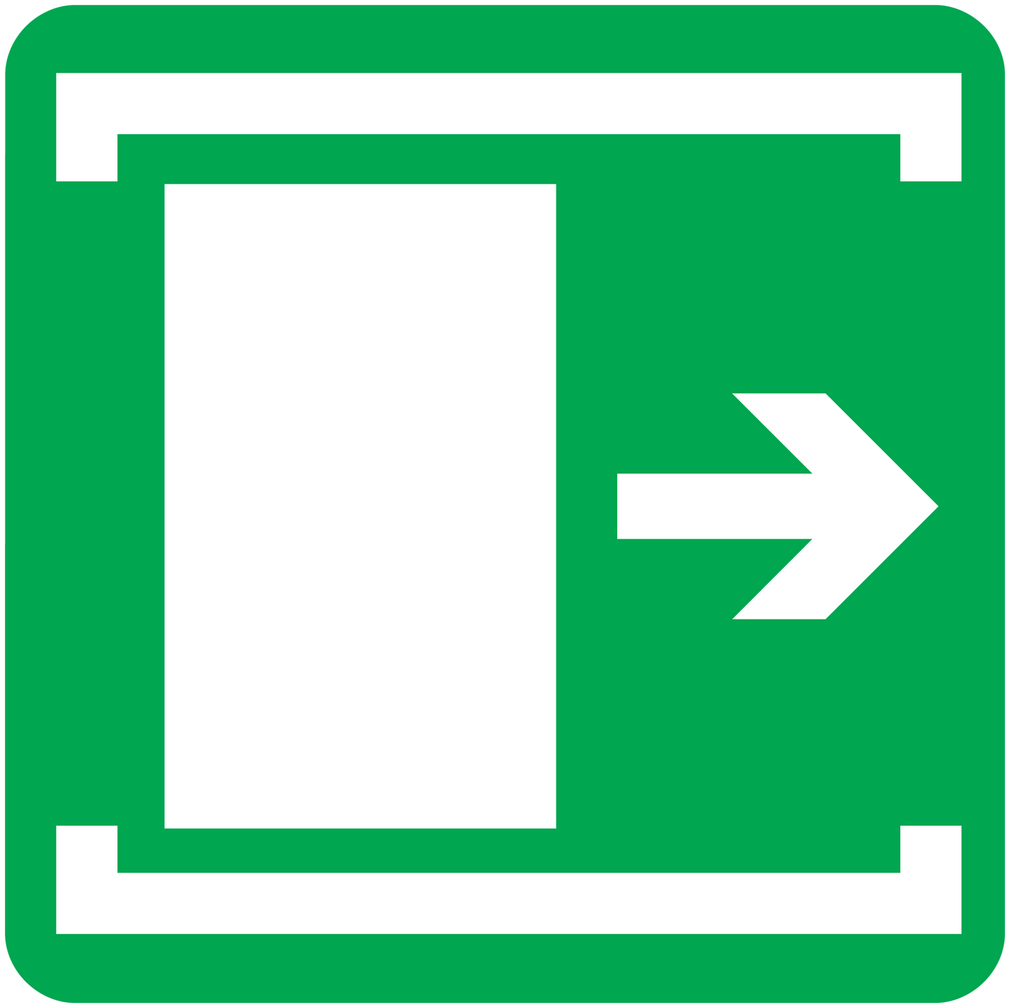 Green vinyl exit door sticker with right-pointing arrow