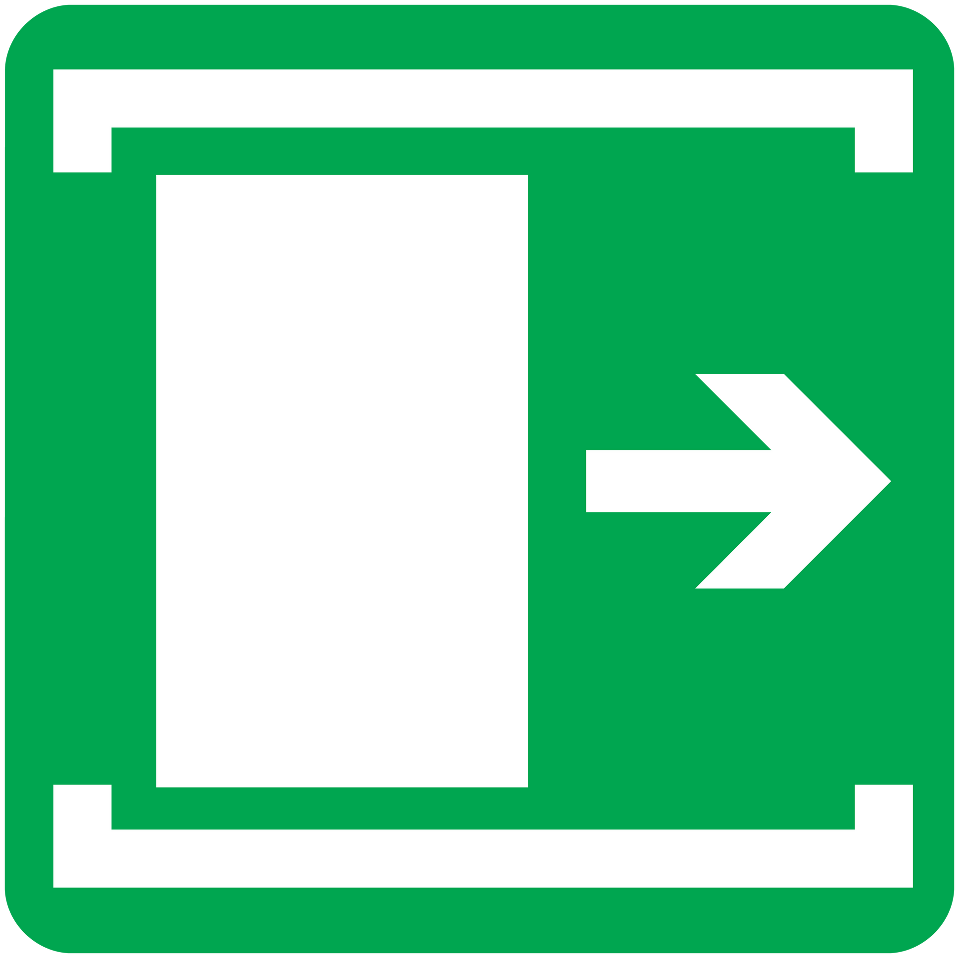 Green vinyl exit door sticker with right-pointing arrow