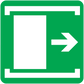 Green vinyl exit door sticker with right-pointing arrow
