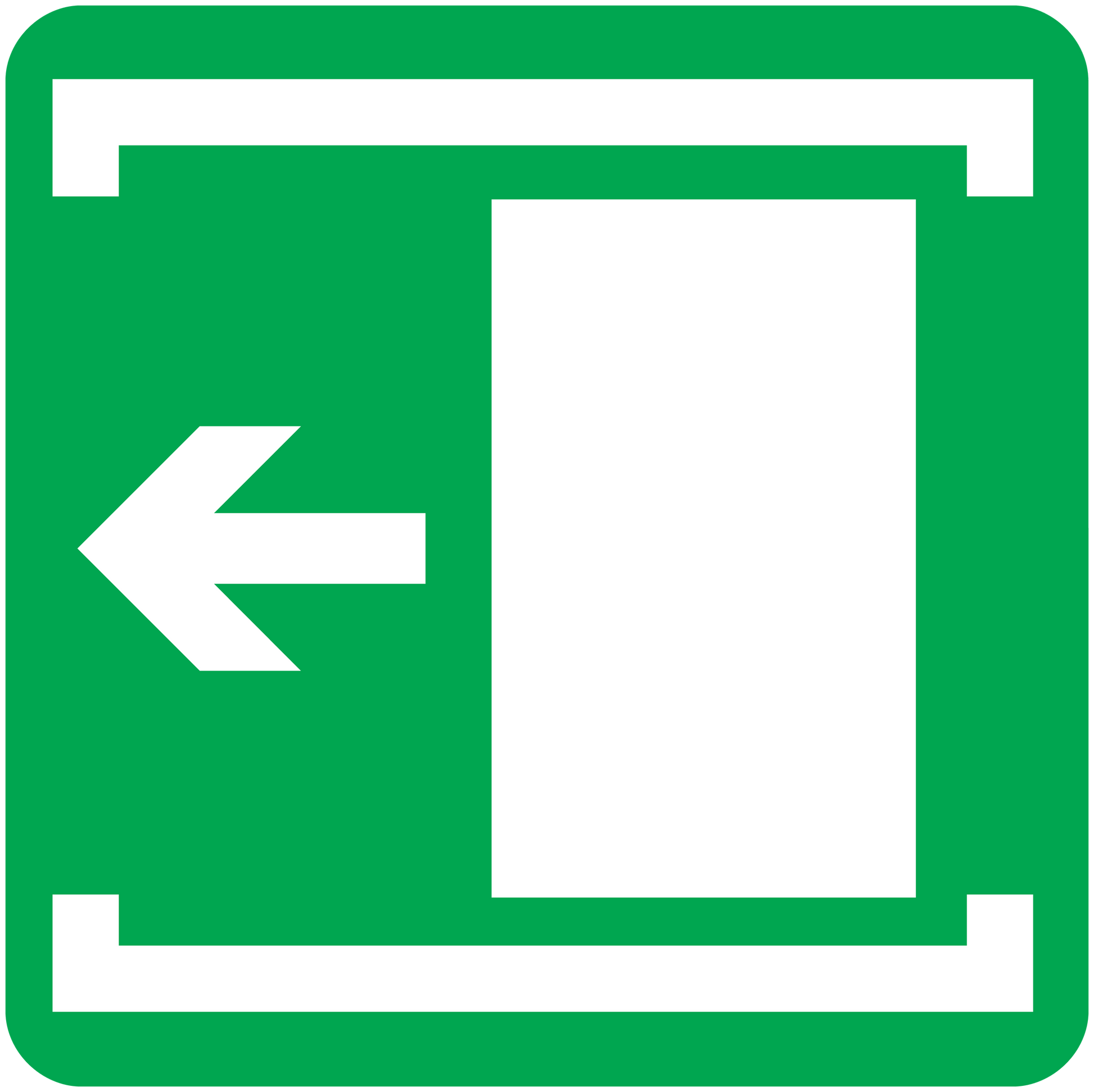 Green exit door left vinyl sticker with left arrow and door icon