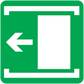 Green exit door left vinyl sticker with left arrow and door icon