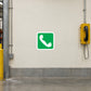 Emergency phone sticker, green square with white handset icon