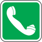 Emergency phone sticker with white phone icon on a green square