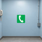 Green square phone icon sticker with white handset symbol