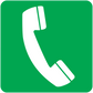 Green square phone icon sticker with white handset illustration