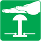 Green rounded-square service bell sticker with white bell and hand icon