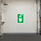 Wash off station sticker, green square with white wash icon