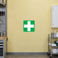 Medical marijuana sticker with green background and white medical cross