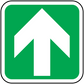 Green square sticker with white upward arrow