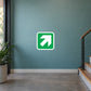 Up-right arrow sticker with green arrow inside a white rounded square border