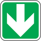 Green down arrow square sticker with white border and white downward chevron