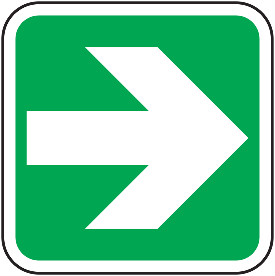 Square left arrow sticker, green background with white directional arrow inside