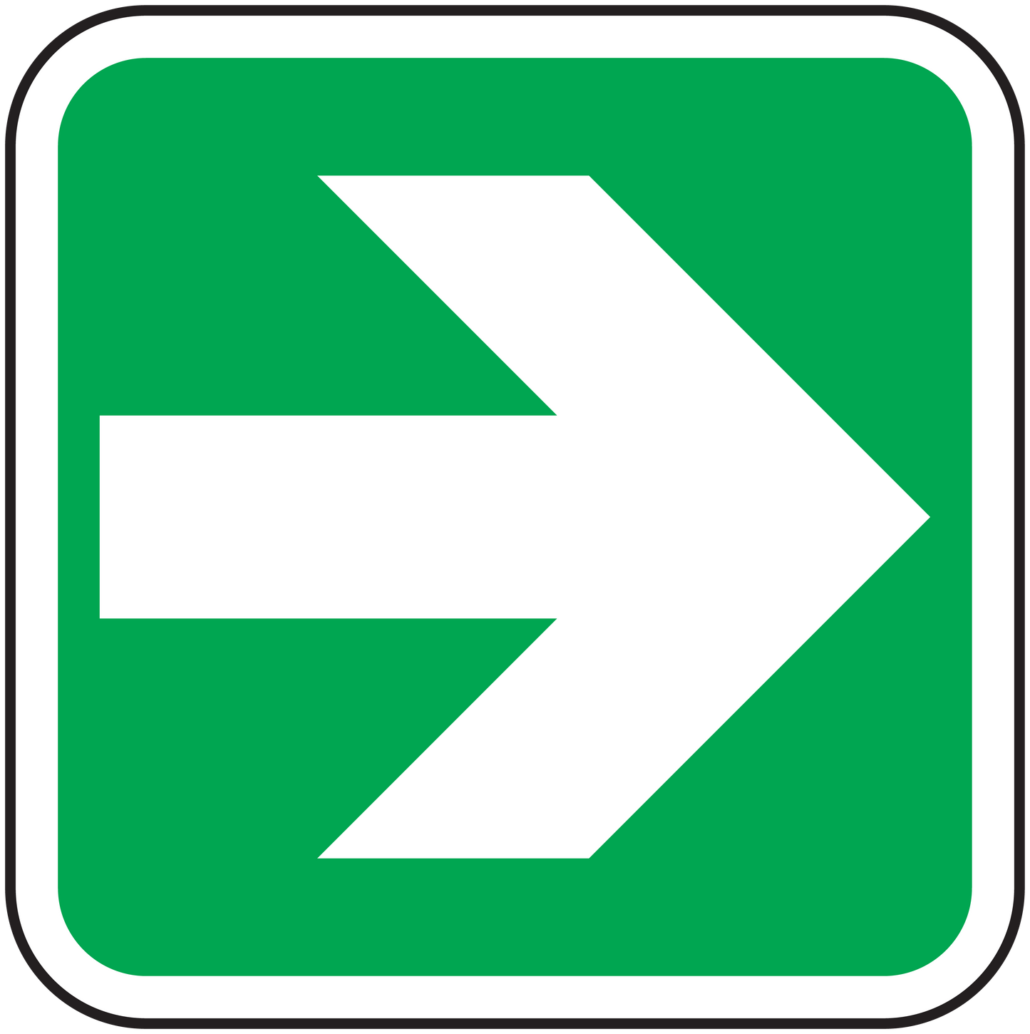 Square left arrow sticker, green background with white directional arrow inside