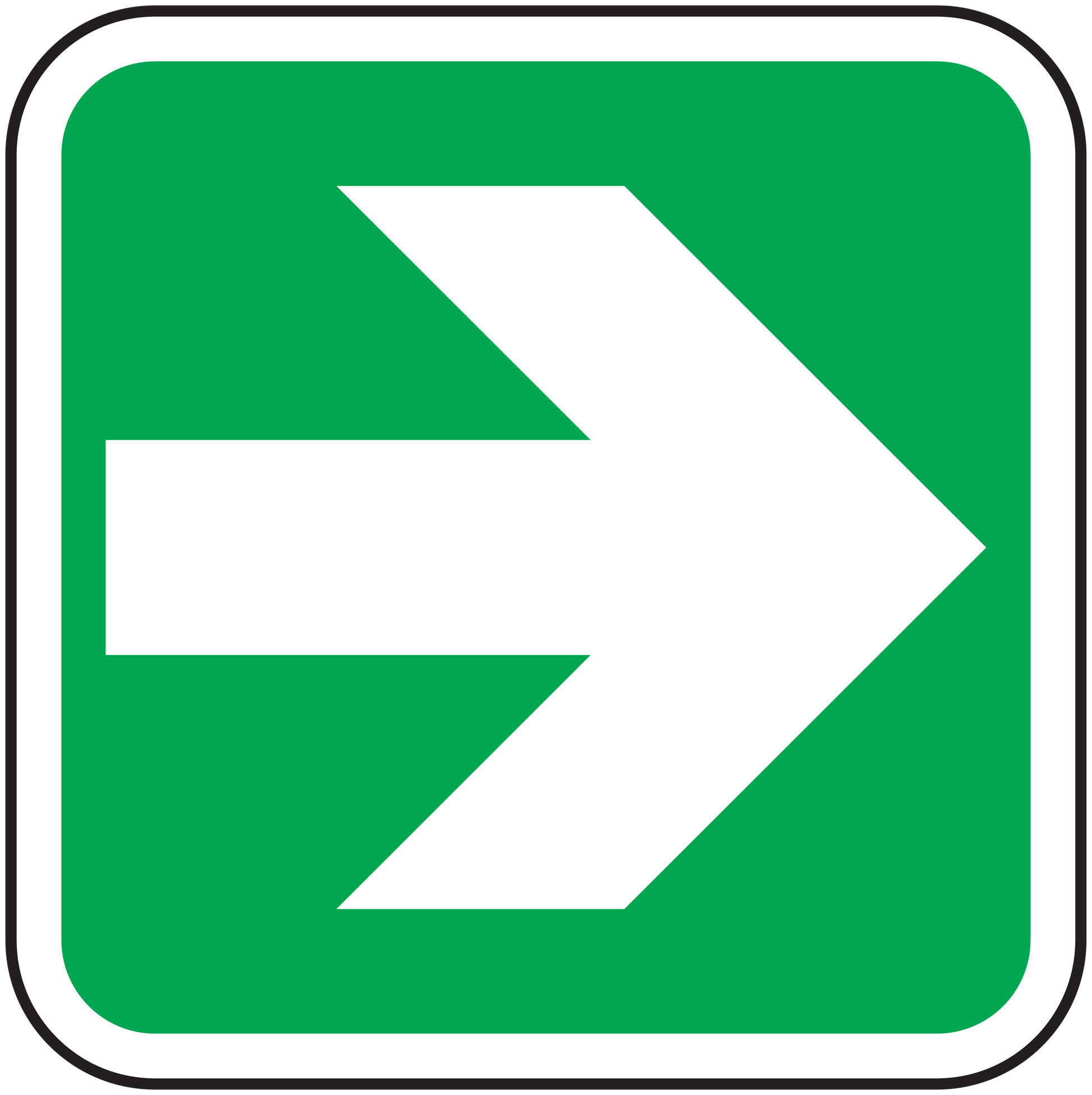 Square left arrow sticker, green background with white directional arrow inside