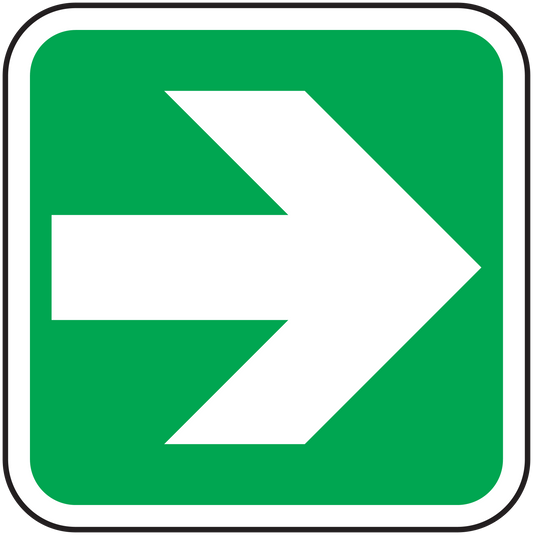 Square left arrow sticker, green background with white directional arrow inside