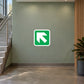 Green and white arrow up-right sticker with square border