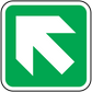 Green square sticker with white diagonal arrow pointing up-right