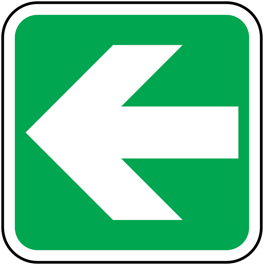 Left arrow sticker, green square with white arrow and white border