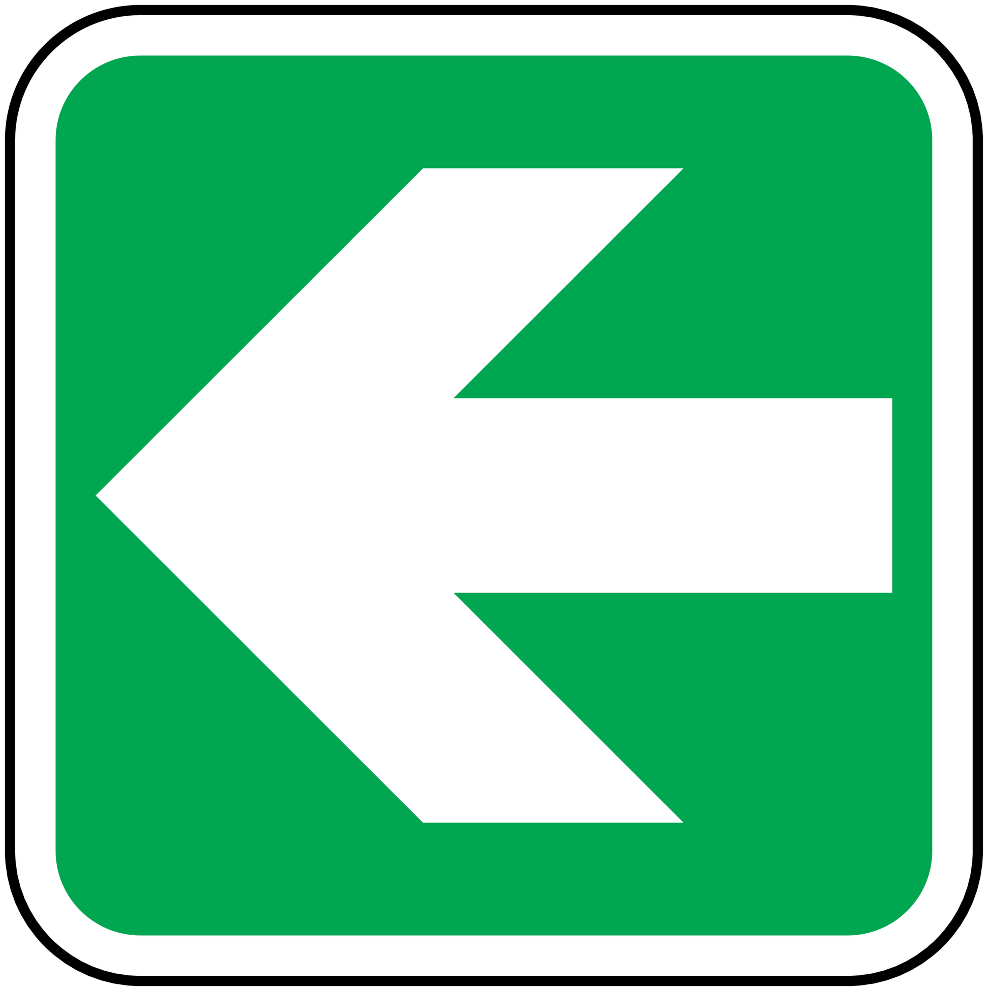 Left arrow sticker, green square with white arrow and white border