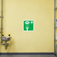 Eye wash sticker, green square with white eye-and-plus symbol