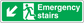 Green emergency stairs sticker with white running person and arrow icon