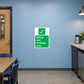 Square green wall sticker with checkmark: Eating and drinking area