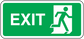Exit door sticker, green with white EXIT text and running figure pointing right