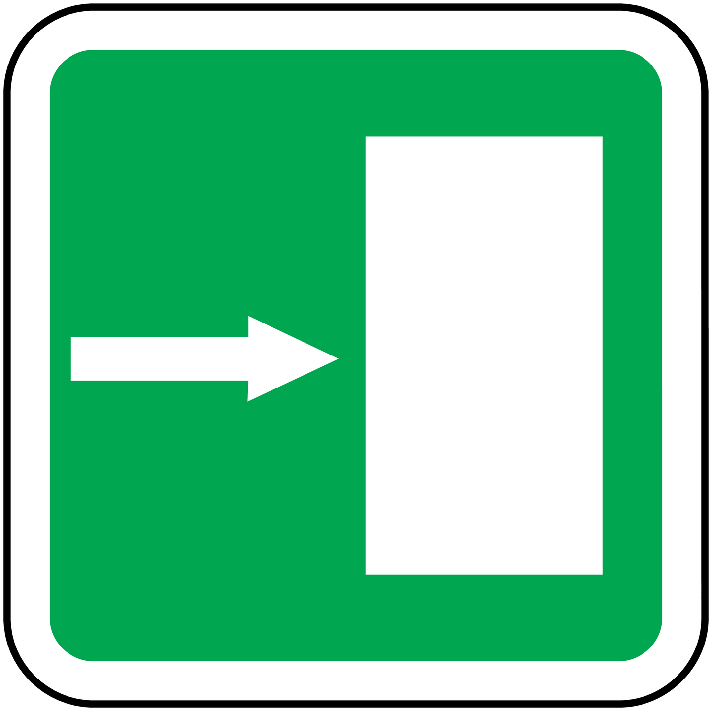 Right door direction sticker: green square icon with arrow pointing right
