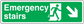 Emergency stairs sticker: green sign with Emergency Stairs text and down-right arrow