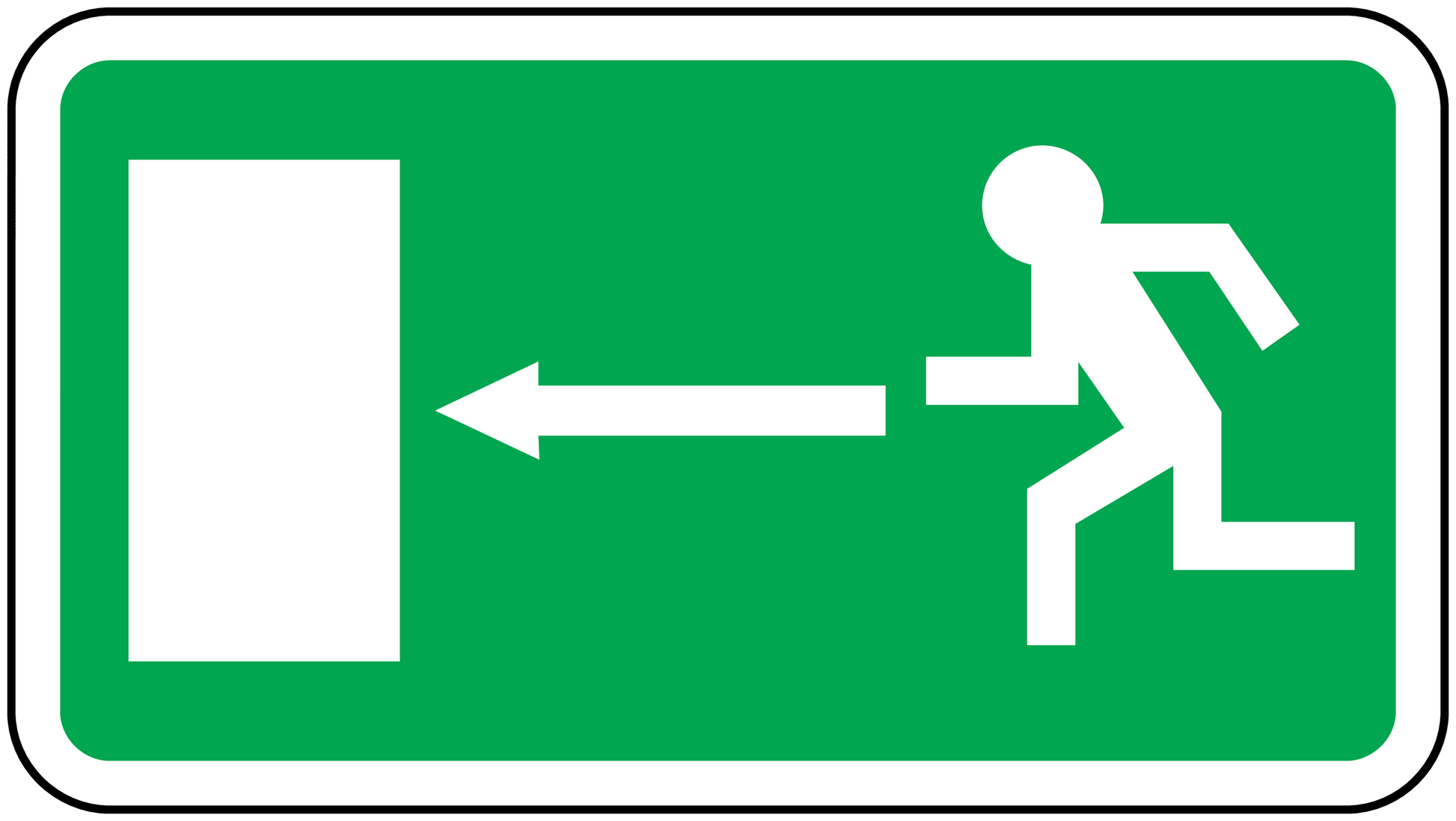 Emergency door left exit sticker with green sign and left arrow
