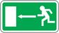 Emergency door left exit sticker with green sign and left arrow