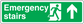 Emergency stairs up sticker, green with white text and running-up arrow pictogram
