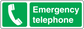 Emergency telephone sticker with green icon and white text, phone receiver symbol