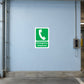 Emergency telephone safety sticker: green phone icon and Emergency telephone label
