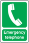 Emergency telephone safety sticker with green phone icon and Emergency telephone text