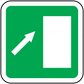 Green emergency up arrow sticker with white panel and border, rounded square shape