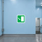Emergency down direction sticker with green square and white downward arrow icon