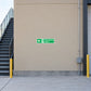 Emergency stairs left directional sticker with green arrow and safety icon