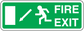 Green fire exit sign sticker with white border, FIRE EXIT text, arrow and running figure