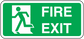 Green fire exit emergency sticker with white running figure and FIRE EXIT text