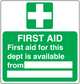Green first aid sign sticker with white medical cross and text