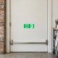 Fire exit door sticker with green FIRE EXIT text and running person icon